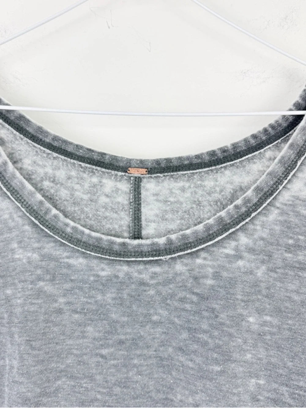 Free People Gray Mineral Wash Oversized Pullover Sweatshirt Boho Lounge Top - Picture 4 of 5